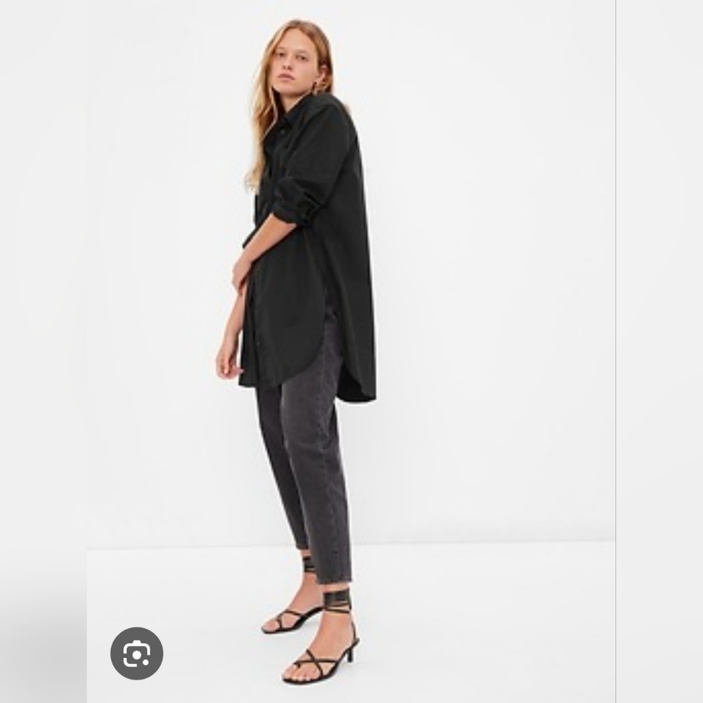 GAP Organic Cotton Black Weekend Buttonup Tunic. Small (Oversized) NWT
